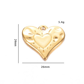endentif Coeur 24mm en Acier Inoxydable 304 finition Doré