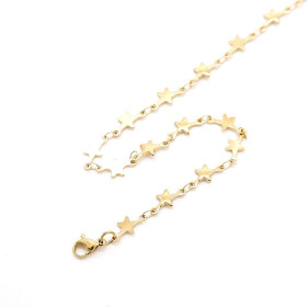 Collier multi Etoiles 6.5mm en Acier Inoxydable 316L finition Doré
