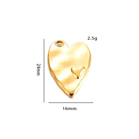 Pendentif Double Coeur 24mm en Acier Inoxydable 304 finition Doré