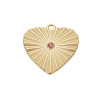 Pendentif Coeur avec strass rose 18mm en Acier Inoxydable 304 finition Doré