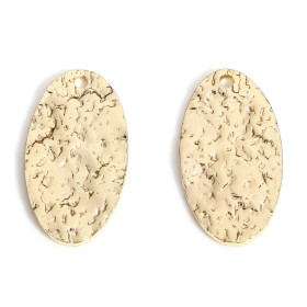 Pendentif Ovale martelé 19mm en Cuivre finition Doré à l'or fin 18K