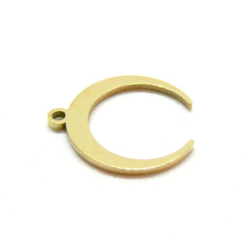 Pendentif Lune, Croissant, Corne Boho chic 15mm en Acier Inoxydable 316L placage IONIQUE Doré